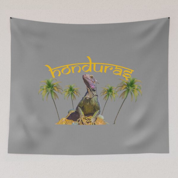 Item preview, Honduras text with an iguana sitting on rocks design, perfect for stickers, T-shirts, bed sheets, phone cases, covers, and more unique and vibrant creations! designed and sold by BhadrarjunaArts.