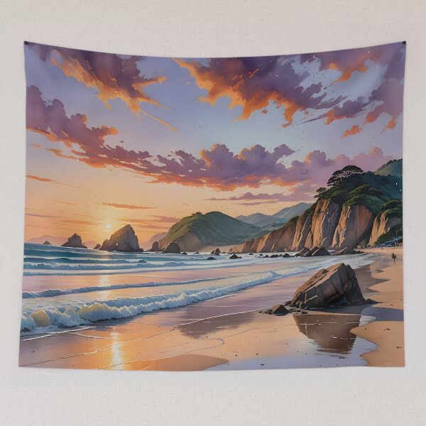 Item preview, Praia da Joaquina: Golden Sands and Dramatic Rock Formations at Sunset designed and sold by LSVart.