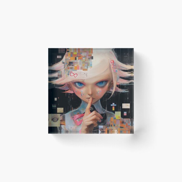 Item preview, "Shh", female anime portrait, dynamic design. designed and sold by Shoot-The-Moon.
