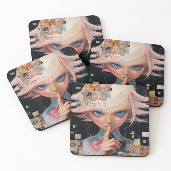 Item preview, "Shh", female anime portrait, dynamic design. designed and sold by Shoot-The-Moon.