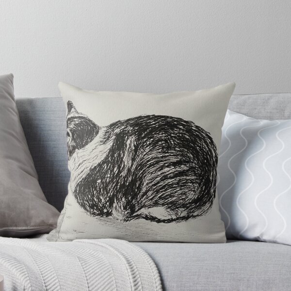 Item preview, Dibujo de gato relajante en blanco y negro designed and sold by Bekiwool.