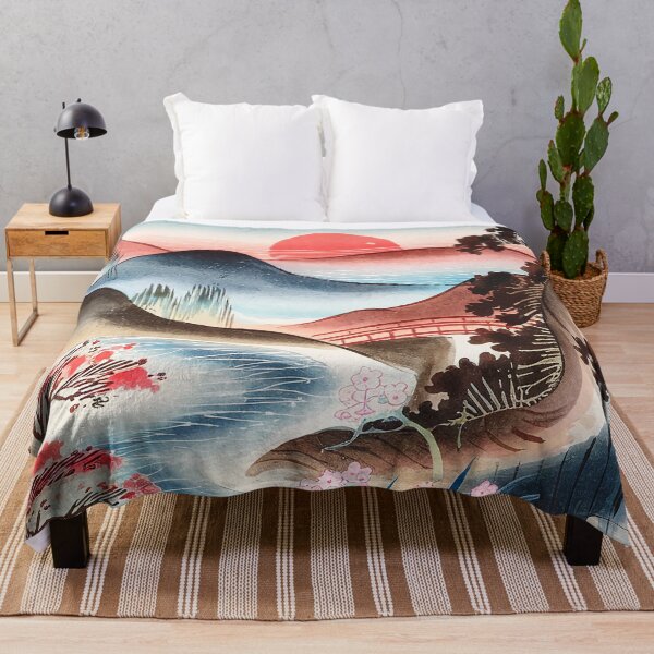 Item preview, Japanese Red Sun Landscape Art designed and sold by ZetaDream.
