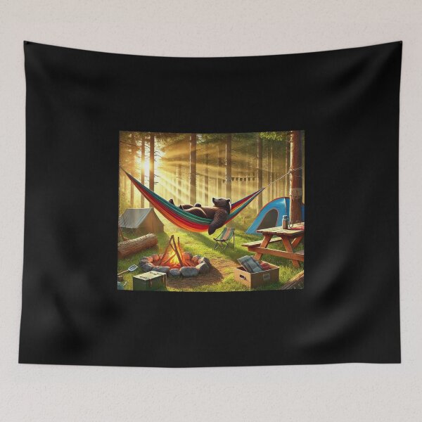 Item preview, Nature Camping Bear - Relaxed Hammock and Tent Forest Scene designed and sold by love3617.
