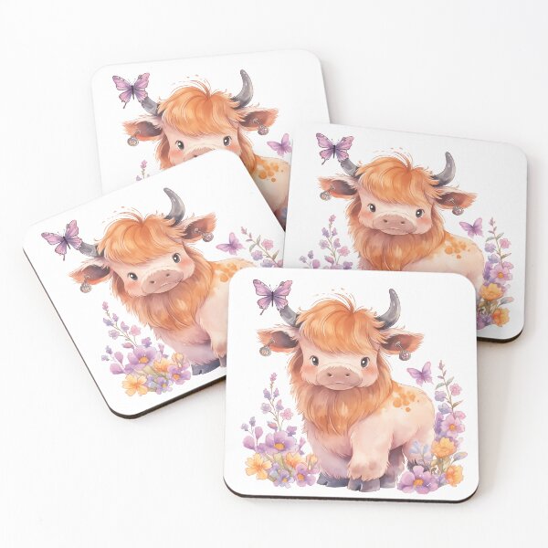 Item preview, Highland cow with flowers and butterfly designed and sold by xiao xuans.