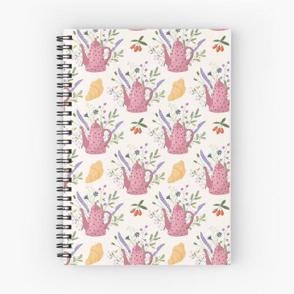 Item preview, doodle teapot with herbal tea, berries and croissant designed and sold by Familyshmot.