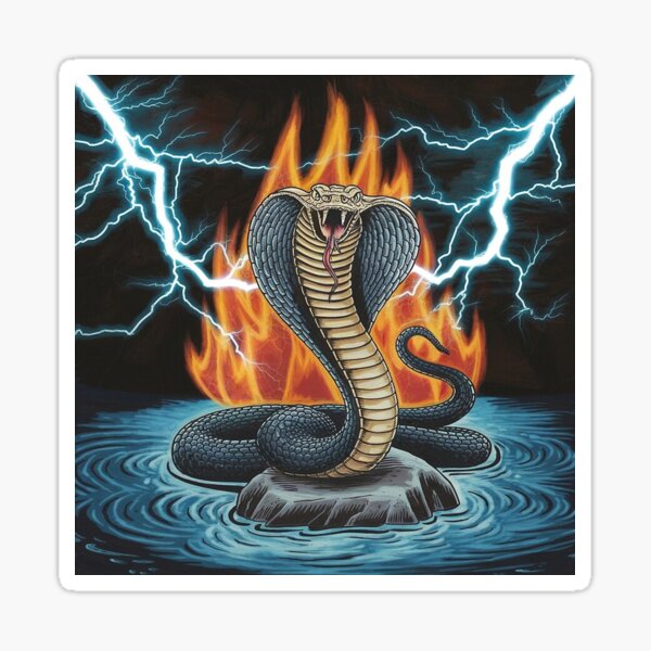 Item preview,  Cobra 2 against a backdrop of fire and lightning. designed and sold by Lilashakti ⭐️ ⭐️ ⭐️ ⭐️ ⭐️.