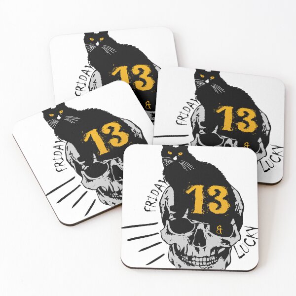 Item preview, skull black cat 13 lucky number tattoo designed and sold by Achille3777.