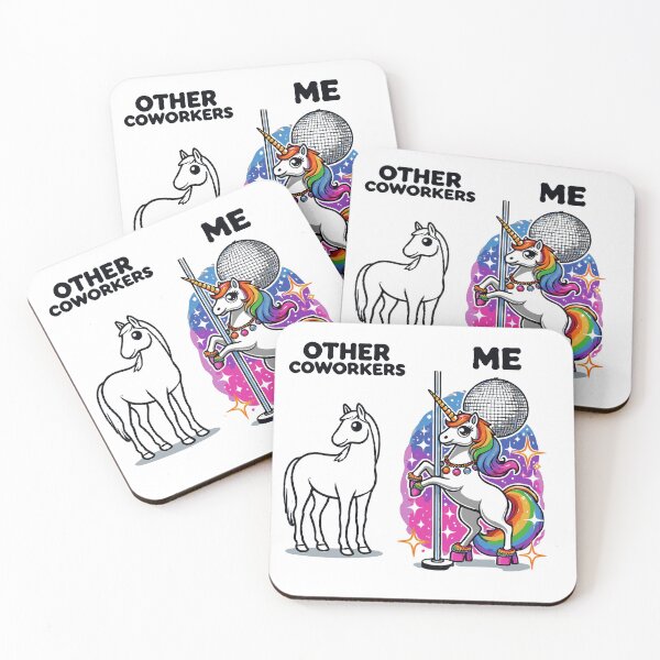 Item preview, Other Coworkers And Then There's Me Rainbow Unicorn Pole Dancing Disco designed and sold by TeesYouWant.