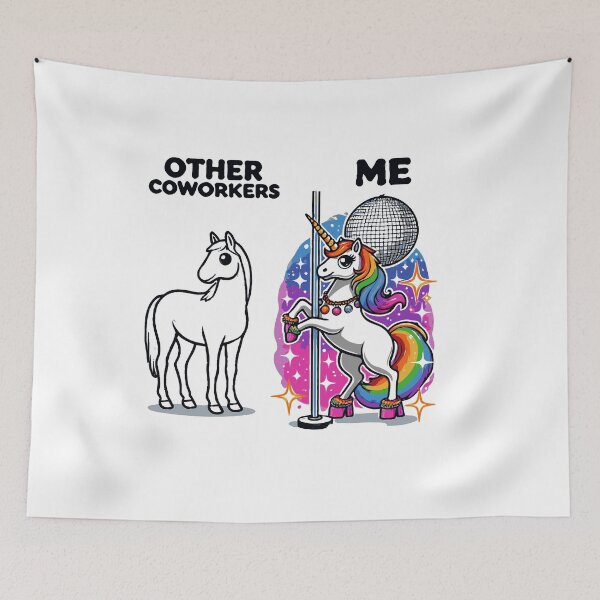 Item preview, Other Coworkers And Then There's Me Rainbow Unicorn Pole Dancing Disco designed and sold by TeesYouWant.