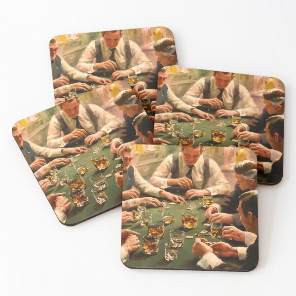 Item preview, Poker Night Wall Art Poster: Vintage Card Game and Whiskey Scene designed and sold by Evelyn's Walls.