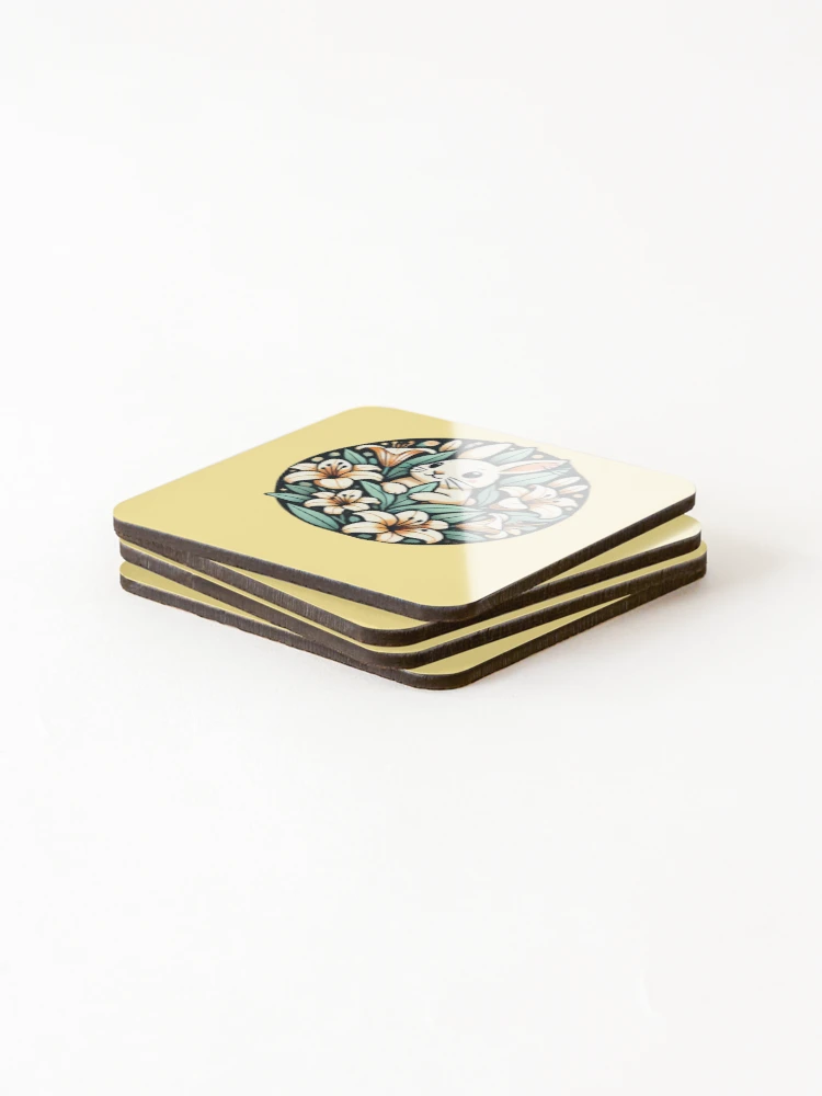 Thumbnail 4 of 5, Coasters (Set of 4), Spring Bunny Rabbit designed and sold by FrictionMaxxing.