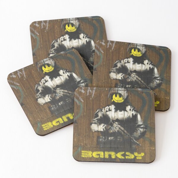 Item preview, Banksy Smiling Policeman Wooden Wall designed and sold by WE-ARE-BANKSY.