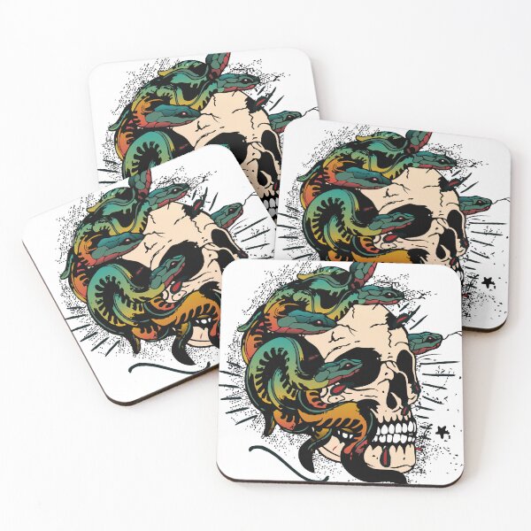 Item preview, skull hipster snake viper hydra tattoo old school fantasy designed and sold by Achille3777.