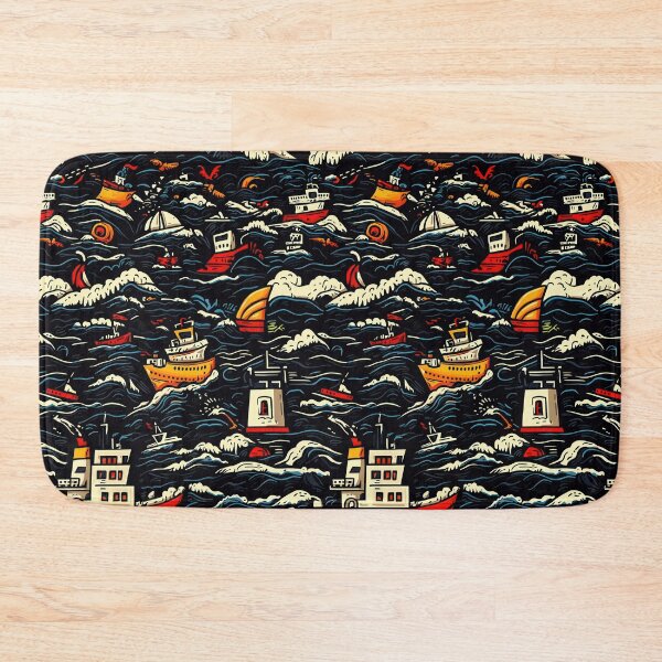 Item preview, Playful maritime patterns with colorful sailboats and waves designed and sold by Piotrek0001.