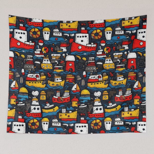 Item preview, Nautical-themed patterns with ships, waves, and sailors designed and sold by Piotrek0001.