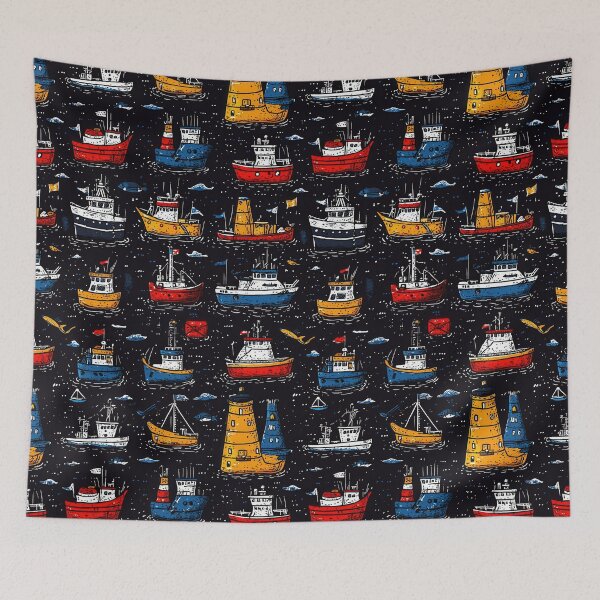 Item preview, Colorful ocean-inspired designs with boats and captains designed and sold by Piotrek0001.