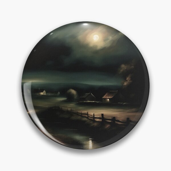 Item preview, Countryside River at Midnight Landscape | Vintage Landscape | Landscape Artwork | Realistic Landscape Art | Vintage Art designed and sold by UnhingedBird.