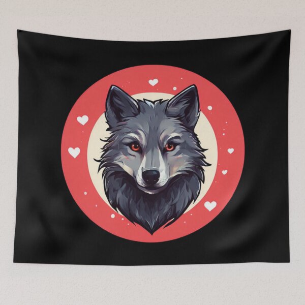 Item preview, Wolf Art with Hearts designed and sold by Planetporridge.