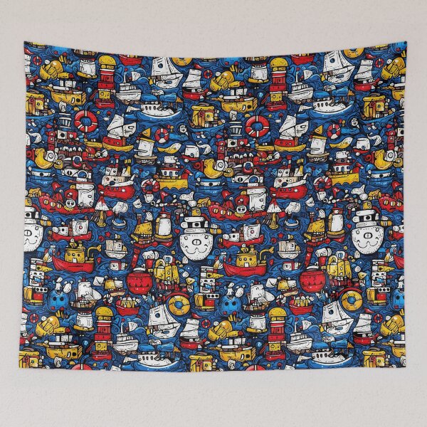 Item preview, Bright and cheerful marine artwork with sailor motifs designed and sold by Piotrek0001.