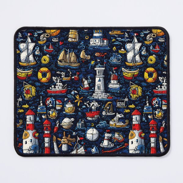 Item preview, Sea-themed illustrations with cartoon boats and waves designed and sold by Piotrek0001.