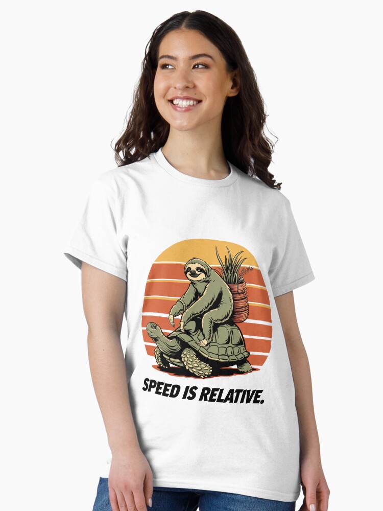 Thumbnail 2 of 7, Classic T-Shirt, Sloth on the Go , speed is relative designed and sold by Coollzone.