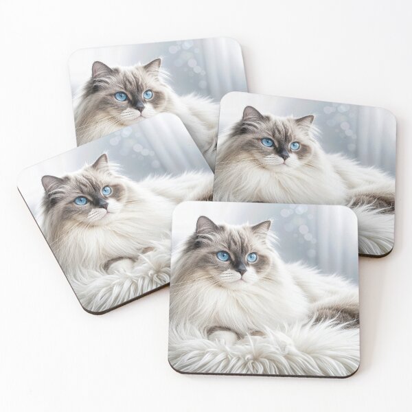 Item preview, Gato Ragdoll sobre alfombra de piel designed and sold by Maria Dryfhout.
