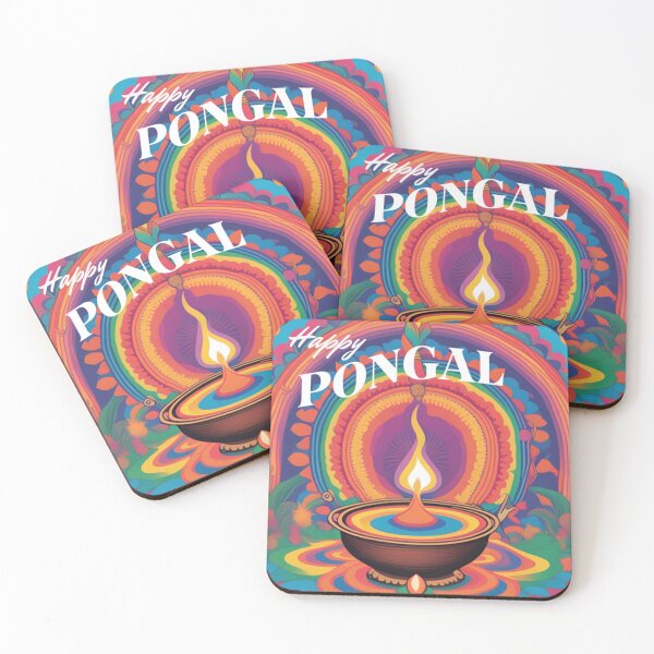 Item preview, Vibrant Pongal Festival Design - Flame Diya & Rangoli Patterns designed and sold by InspiredCreatives.