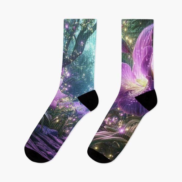 Item preview, Enchanted Path with Glowing Purple Flowers designed and sold by Cris888.
