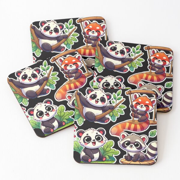 Item preview, Panda mapache y panda rojo en el patio de recreo designed and sold by DamioPolArt.