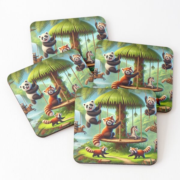 Item preview, Panda mapache y panda rojo: parque de juegos en la jungla designed and sold by DamioPolArt.