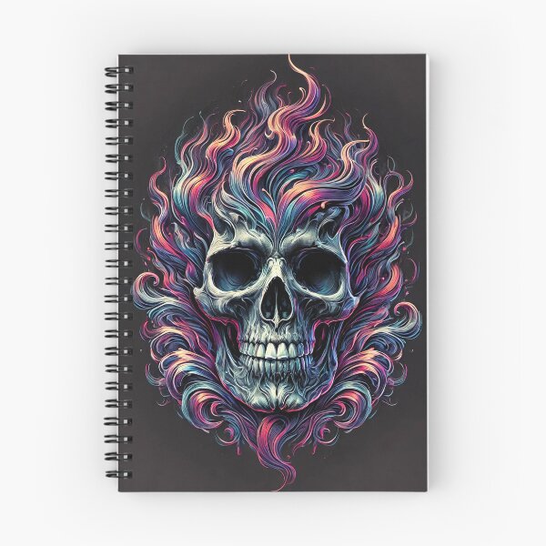 Item preview, Skull with multi coloured flames  designed and sold by GingaDesigns.