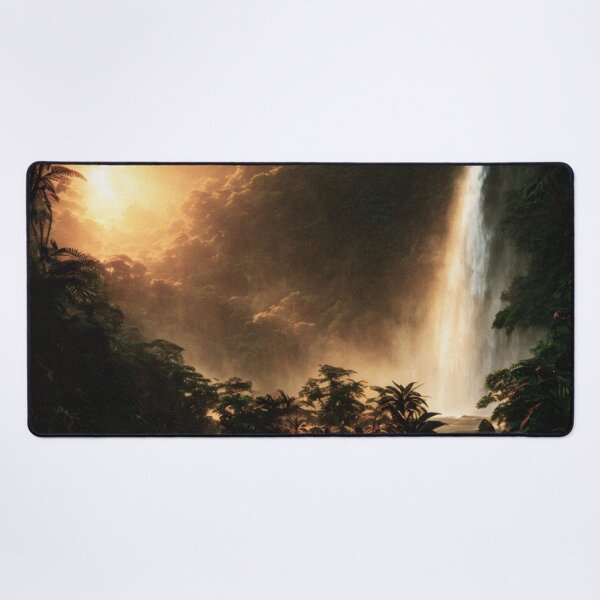 Item preview, Tropical Rainforest Waterfall Landscape | Vintage Landscape | Landscape Artwork | Realistic Landscape Art | Vintage Art designed and sold by UnhingedBird.
