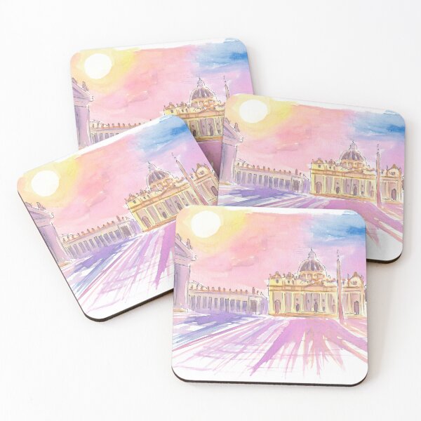 Item preview, Sunlit St. Peter's Basilica with Vibrant Vatican Sunset designed and sold by artshop77.