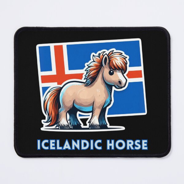 Item preview, Icelandic Horse with Icelandic Flag illustration designed and sold by Psycho-Crazy.