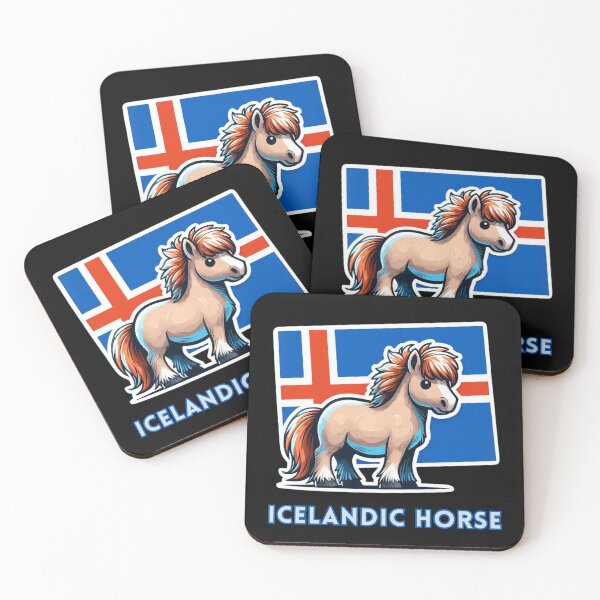 Item preview, Icelandic Horse with Icelandic Flag illustration designed and sold by Psycho-Crazy.