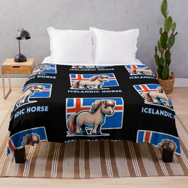 Item preview, Icelandic Horse with Icelandic Flag illustration designed and sold by Psycho-Crazy.