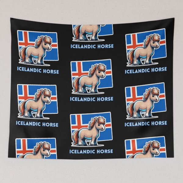 Item preview, Icelandic Horse with Icelandic Flag illustration designed and sold by Psycho-Crazy.