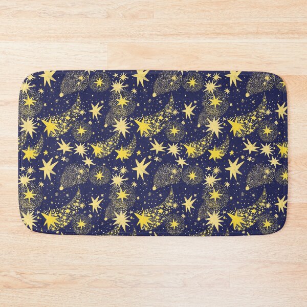 Item preview, Yellow Celestial Stars and Comets Pattern on Black – Cosmic Night Sky Design Shower sticker  designed and sold by Jemma Jamie Skidmore.