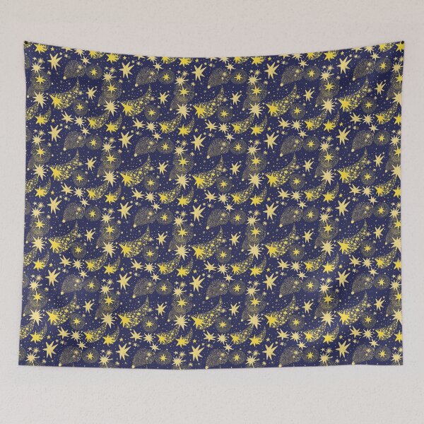 Item preview, Yellow Celestial Stars and Comets Pattern on Black – Cosmic Night Sky Design Shower sticker  designed and sold by Jemma Jamie Skidmore.