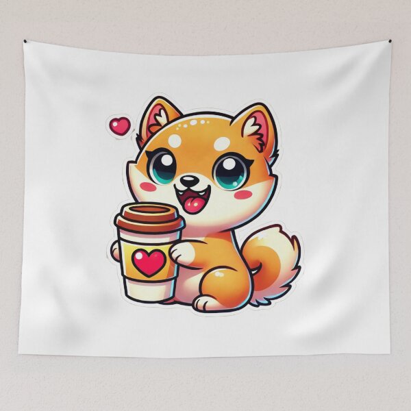 Item preview, Cheerful Shiba Coffee Break designed and sold by DoodleWoofs.