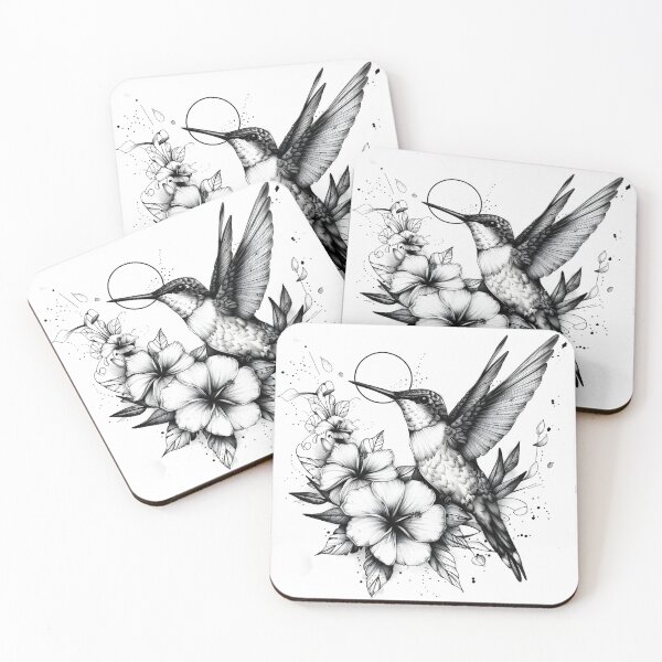 Item preview, Black and White Humming bird Pencil Drawing designed and sold by Pencil-Art.