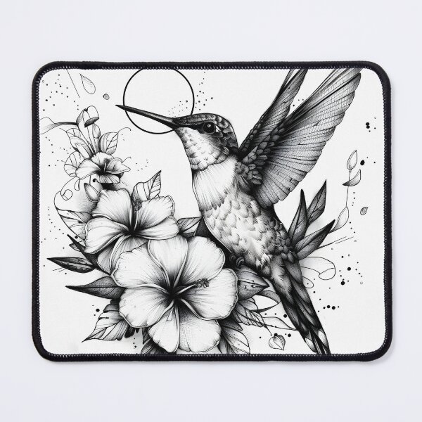 Item preview, Black and White Humming bird Pencil Drawing designed and sold by Pencil-Art.