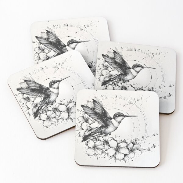 Item preview, Black and White Humming bird Pencil Drawing designed and sold by Pencil-Art.