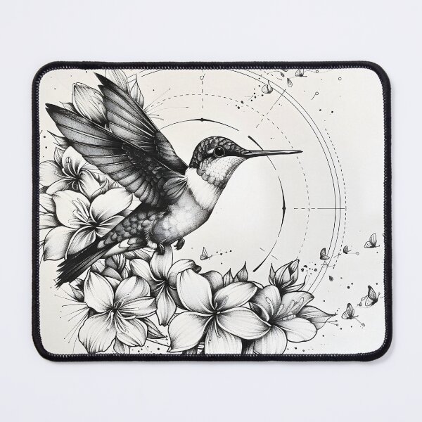 Item preview, Black and White Humming bird Pencil Drawing designed and sold by Pencil-Art.