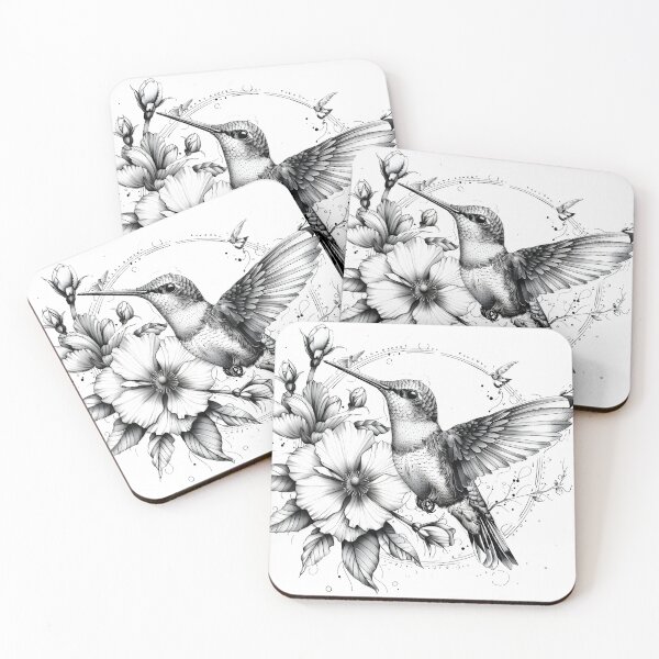 Item preview, Black and White Humming bird Pencil Drawing designed and sold by Pencil-Art.