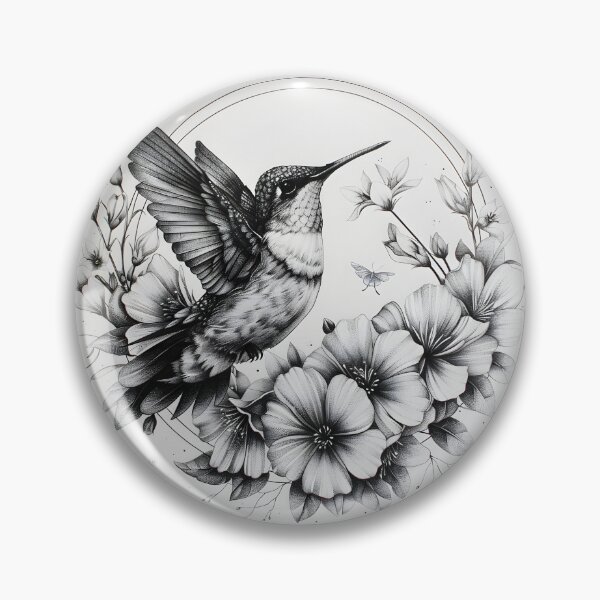 Item preview, Black and White Humming bird Pencil Drawing designed and sold by Pencil-Art.