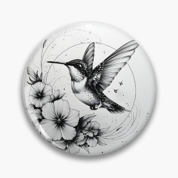 Item preview, Black and White Humming bird Pencil Drawing designed and sold by Pencil-Art.