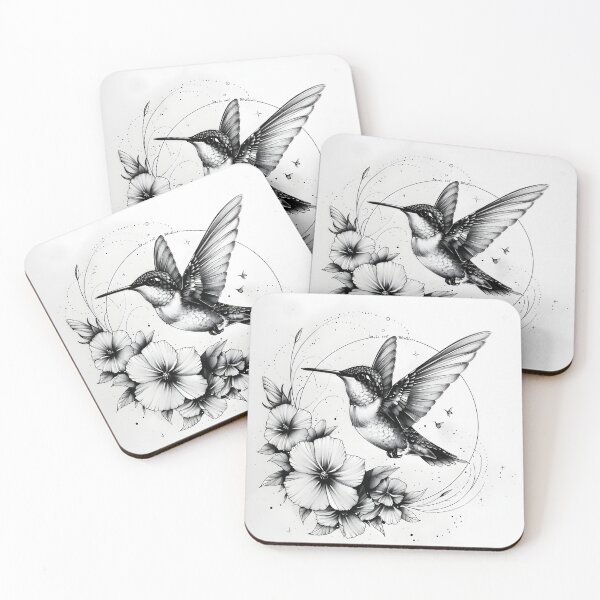 Item preview, Black and White Humming bird Pencil Drawing designed and sold by Pencil-Art.