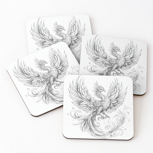 Item preview, Black and white phoenix drawing designed and sold by Pencil-Art.