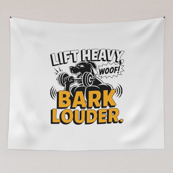 Item preview, Lift Heavy, woof, Bark Louder - Motivational Dog Gym Design designed and sold by lorvenson.